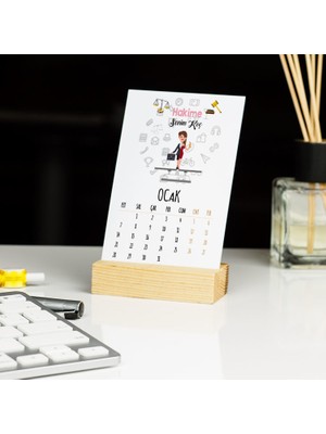 Hediyelen Hakime Pembe Tasarım Masa Takvimi