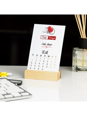 Hediyelen Anjiyo Teknisyeni Siyah Tasarım Masa Takvimi