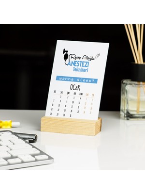 Hediyelen Anestezi Teknikeri Mavi Tasarım Masa Takvimi