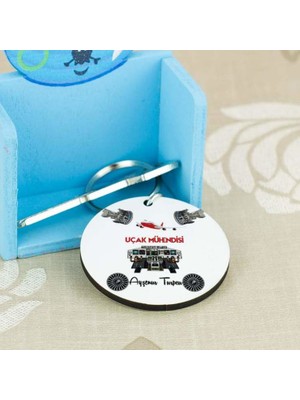 Hediyelen Uçak Mühendisi Kırmızı Tasarım Anahtarlık