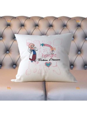 Hediyelen Hemşire Baş Örtülü Figür Yastık