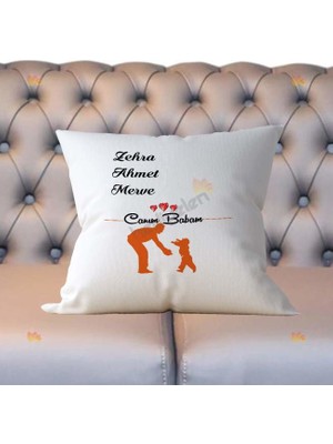 Hediyelen Canım Babam Turuncu Tasarım Yastık