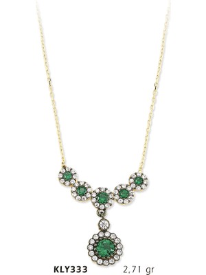 Harem Altın 14 Ayar Altın Yeşil Taşlı Kolye Kly333