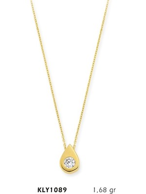 Harem Altın 14 Ayar Altın Tektaş Damla Kolye Kly1089