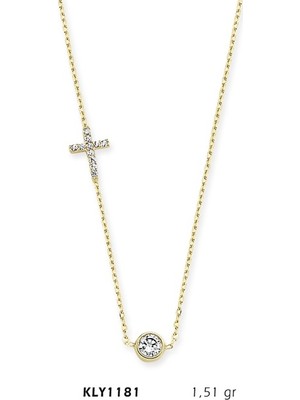 Harem Altın 14 Ayar Altın Tektaş Haç Kolye Kly1181