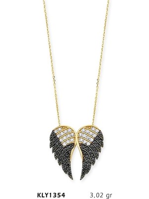 Harem Altın 14 Ayar Altın Siyah Melek Kanadı Kolye Kly1354