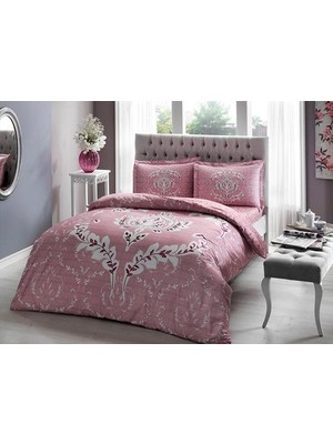 Taç Pamuk Saten Nevresim Takımı Romy Pembe Çift Kişilik
