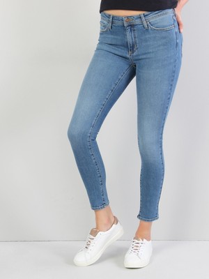 Colins 759 LARA Orta Bel Dar Paça Super Slim Fit Mavi Kadın Jean Pantolon