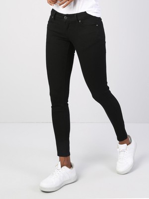 Colins 757 SALLY Süper Düşük Bel Dar Paça Super Slim Fit Siyah Kadın Jean Pantolon