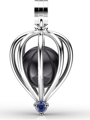 İstiridye İnci Safir Tek Taş Kolye Seti 8-9 Mm Tahiti