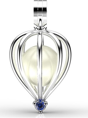 İstiridye İnci Safir Tek Taş Kolye Seti 9-10 Mm Beyaz Güney Denizi