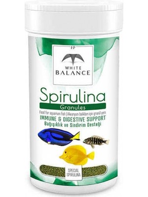 White Balance Spirulina Granules Bitkisel Balık Yemi 100ml