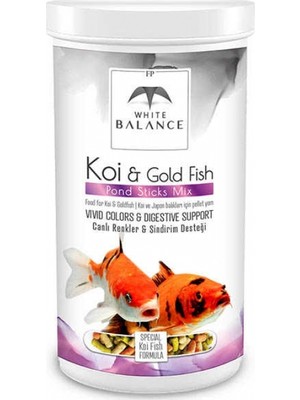 White Balance Koi-Gold Fish Pond Sticks Mix Japon Balığı Yemi 1000ml