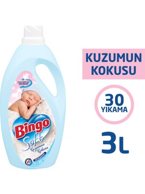 Bingo Soft Çamaşır Yumuşatıcısı Kuzumun Kokusu 3L 30 Yıkama Yerli Üretim
