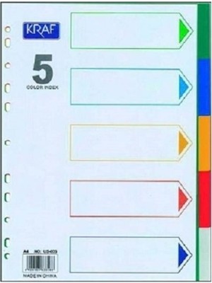 Kraf A4 5 Renk Evrak Düzenleyici Dosya 5 Parça Kolay Kullanım İçin Dayanıklı