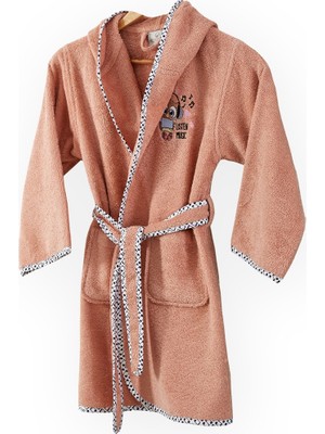 Ecocotton Organik Pamuk 13-14 Yaş Çocuk Bornoz - Melodica Pudra