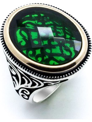 Takıhan  925 Ayar Gümüş Yeşil Zirkon Taşlı Erkek Yüzük