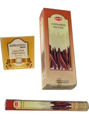 Hem Cinnamon Tarçın Kokulu 6 Lı Tütsü (120 Adet Çubuk ) ve Esterya Plus Argan Sabunu