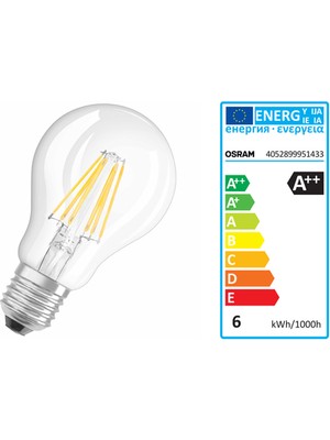 Osram Led Retrofit Cla 60 6W Sarı Işık E-27 806lm Ampul