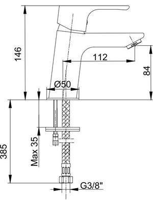 Eca Niobe Lavabo Bataryası 053+2Adet Tema Filtreli Ara Musluk