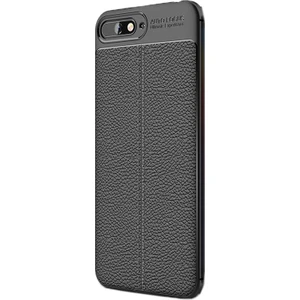 Case Street Huawei Y6 2018 Kılıf Niss Silikon Deri Görünümlü Siyah