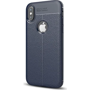 Case Street Apple iPhone XS Max Kılıf Niss Silikon Deri Görünümlü Ultra Koruma Lacivert