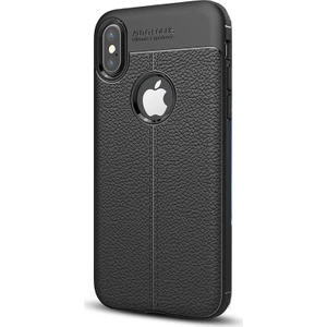Case Street Apple iPhone XS Max Kılıf Niss Silikon Deri Görünümlü Ultra Koruma Siyah