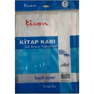 Ticon Tek Kenarı Yapışkanlı Hazır Kitap Kabı 10'Lu Şeffaf
