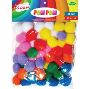 Ticon Pompom 30Mm 50'Li Paket Pastel Renkler