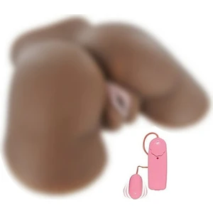 Lifelike 2 İşlevli Titreşimli Suni Vajina Anüs Zenci Bayan Kalça