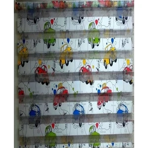 Araba Desenli Çocuk Odası Zebra Perde