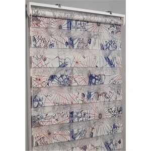 POP106 Piri Reis Harita Desenli Zebra Perde