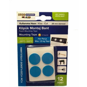 Bm Köpük Çift Taraflı Bant Montaj Bandı 12' Li Yuvarlak