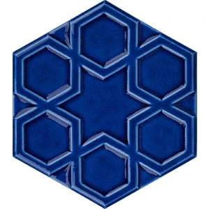 Armada Çini 15x17 Cm Rölyefli Yıldız Kobalt Altıgen Seramik