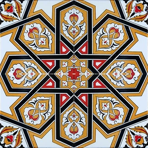 Armada Çini 20x20 Cm SP 72 Sarı Türkmen Yıldızı Kütahya Çini Karo