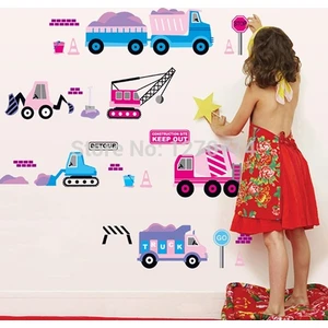 Crystal Kids Pembe Mavi Araçlar Bebek ve Çocuk Odası Duvar Dekorasyonu Duvar Sticker