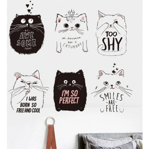 Crystal Kids Siyah Beyaz Sevimli Kediler Ev Dekorasyonu Duvar Dekoru Duvar Sticker