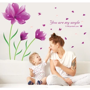 Crystal Kids Mor Zambak Çiçekleri Ev Dekorasyonu Salon Duvar Dekoru Sticker