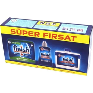 Hepsi Bir Arada 26 Tablet Bulaşık Makinesi Deterjanı + Makine Temizleyici Sıvı 250 ml + Parlatıcı 250 ml