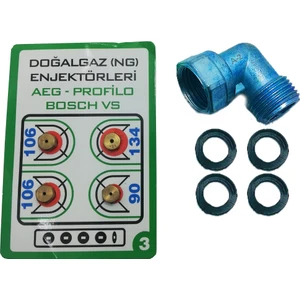 Doğalgaz Enjektör Takımı , Ocak Dirseği ve Contaları (7 mm)