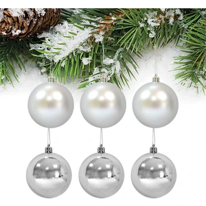 PartiBulutu Yılbaşı Gümüş Parlak Mat Top Ağaç Süsü 4cm 6lı