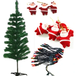 Hediye Mania 120 cm Yılbaşı Çam Ağacı Işıklı Noel Babalı Paket