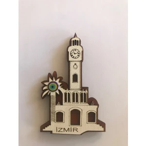 Ahşap İzmir Saat Kulesi Buzdolabı Süsü Magnet