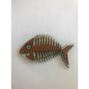 Ahşap Kılçıklı Balık Buzdolabı Süsü Magnet
