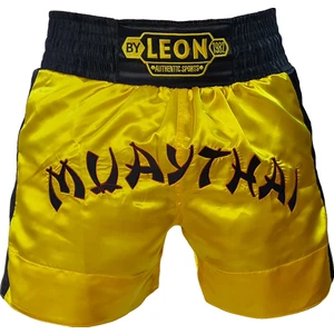 By Leon 1982 Leon Classic Nakışlı Muay Thai ve Kick Boks Antrenman Şortu Sarı BYL1008