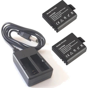EKEN Aksiyon Kamera Çiftli USB Şarj İstasyonlu Çiftli Batarya Pakedi 3lü Şarj Aleti Seti