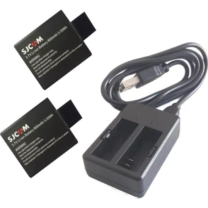 SJCAM Aksiyon Kamera Çiftli USB Şarj İstasyonlu Çift Yedek Batarya Pakedi 3lü Şarj Aleti Seti
