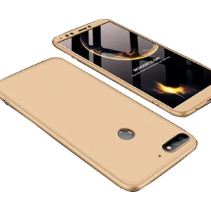 Huawei Y7 2018 Kılıf 3 Parça 360 Soft Hard Koruma Altın - AYS90
