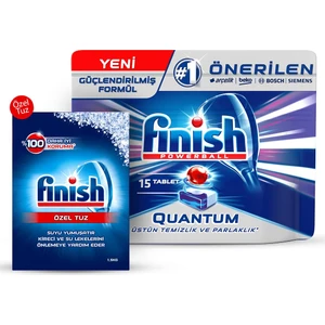 Quantum 15 Tablet Bulaşık Makinesi Deterjanı + Finish Tuz 1500 gr