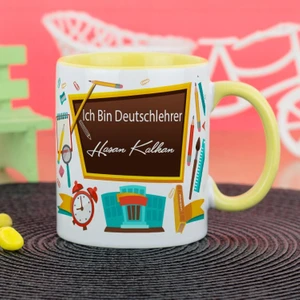 Almanca Öğretmenine Hediye Kupa Bardak - Sarı